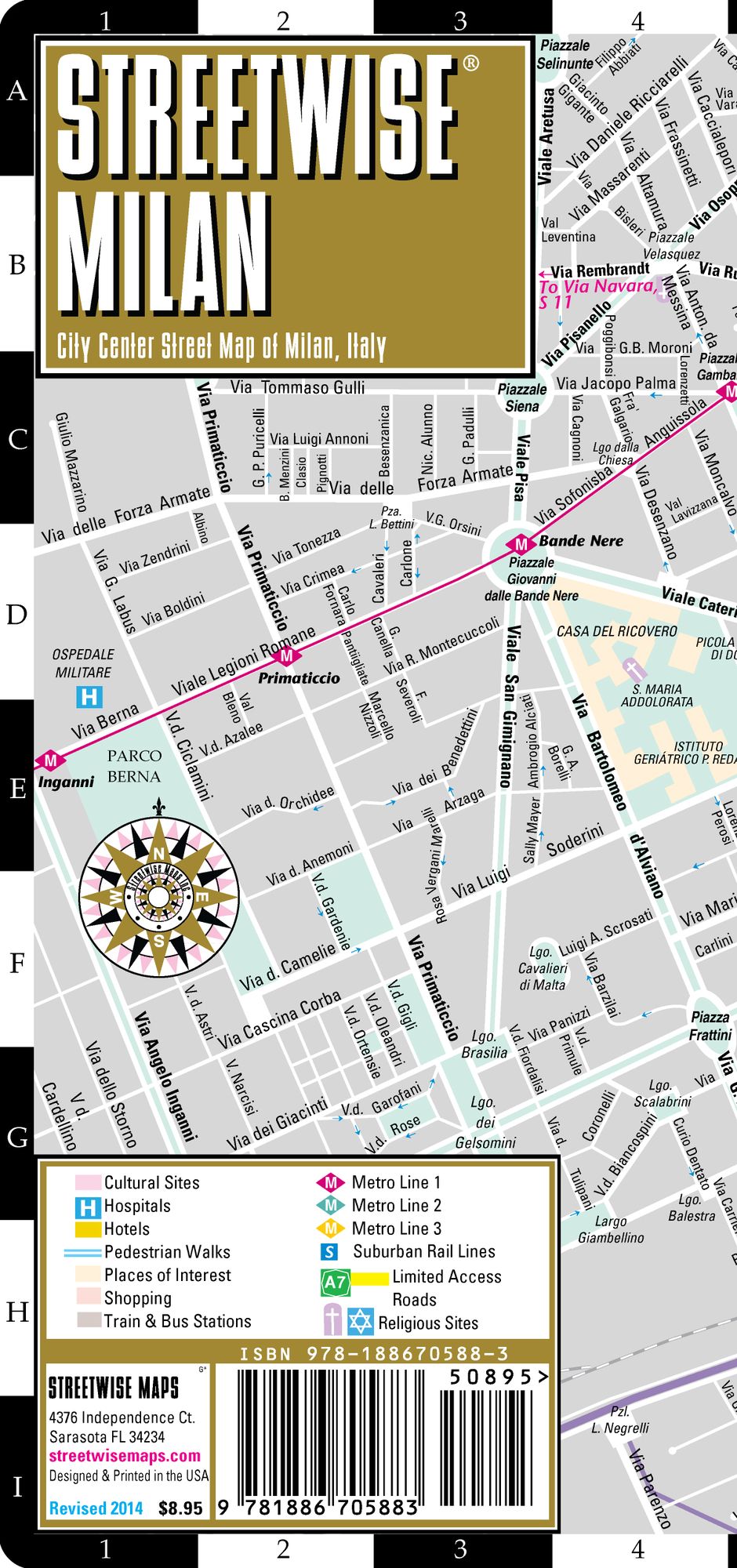 Streetwise Milan Map - Laminated City Center Street Map of Milan, Italy - Folding Pocket Size Travel Map With Metro (2014)