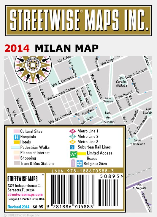 Streetwise Milan Map - Laminated City Center Street Map of Milan, Italy - Folding Pocket Size Travel Map With Metro (2014)