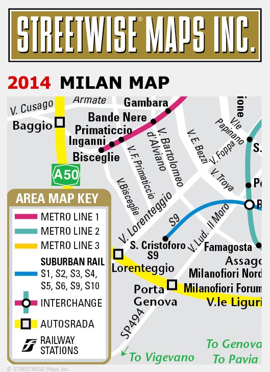 Streetwise Milan Map - Laminated City Center Street Map of Milan, Italy - Folding Pocket Size Travel Map With Metro (2014)