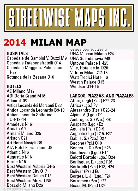 Streetwise Milan Map - Laminated City Center Street Map of Milan, Italy - Folding Pocket Size Travel Map With Metro (2014)