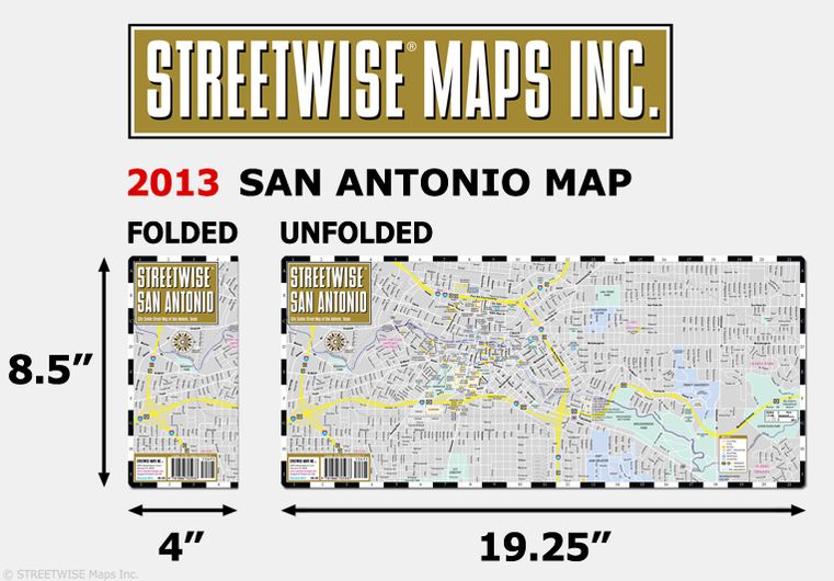 Streetwise San Antonio Map - Laminated City Center Street Map of San Antonio, Texas - Folding Pocket Size Travel Map (2013)