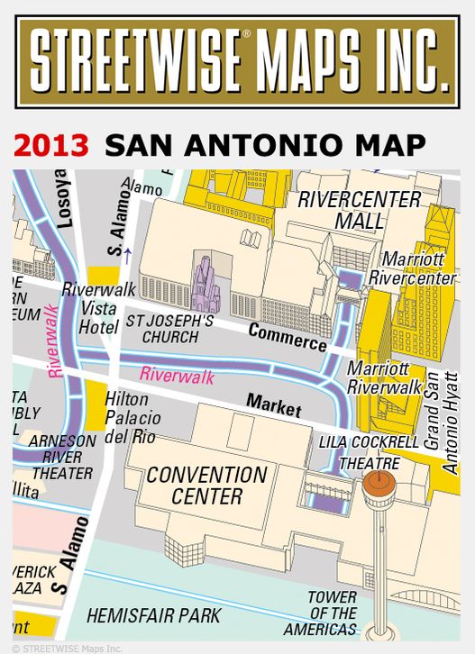 Streetwise San Antonio Map - Laminated City Center Street Map of San Antonio, Texas - Folding Pocket Size Travel Map (2013)