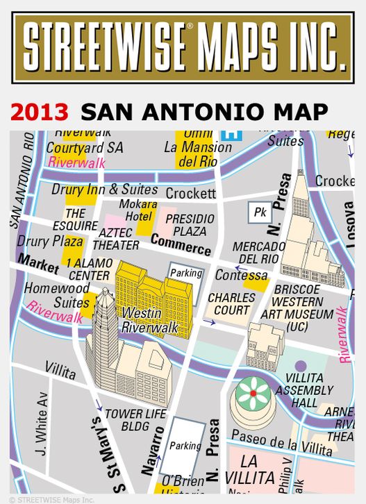 Streetwise San Antonio Map - Laminated City Center Street Map of San Antonio, Texas - Folding Pocket Size Travel Map (2013)