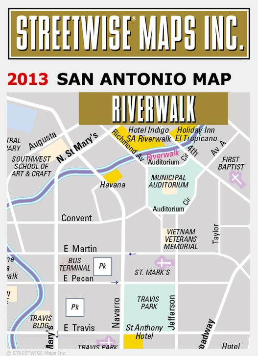 Streetwise San Antonio Map - Laminated City Center Street Map of San Antonio, Texas - Folding Pocket Size Travel Map (2013)