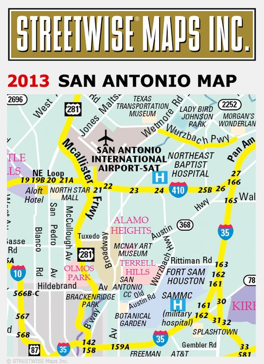 Streetwise San Antonio Map - Laminated City Center Street Map of San Antonio, Texas - Folding Pocket Size Travel Map (2013)