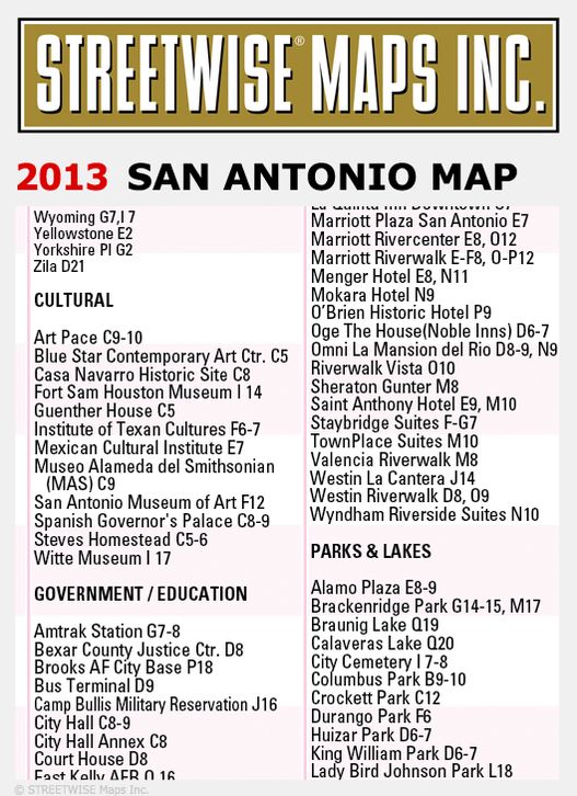 Streetwise San Antonio Map - Laminated City Center Street Map of San Antonio, Texas - Folding Pocket Size Travel Map (2013)