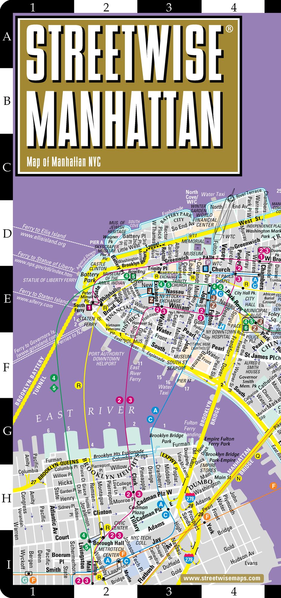 Streetwise Manhattan Map - Laminated City Street Map of Manhattan, New York - Folding Pocket Size Travel Map With Subway (2015)