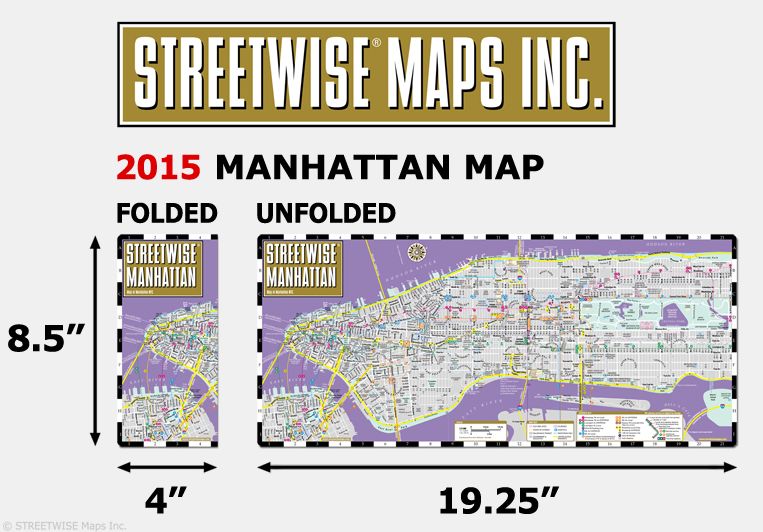 Streetwise Manhattan Map - Laminated City Street Map of Manhattan, New York - Folding Pocket Size Travel Map With Subway (2015)