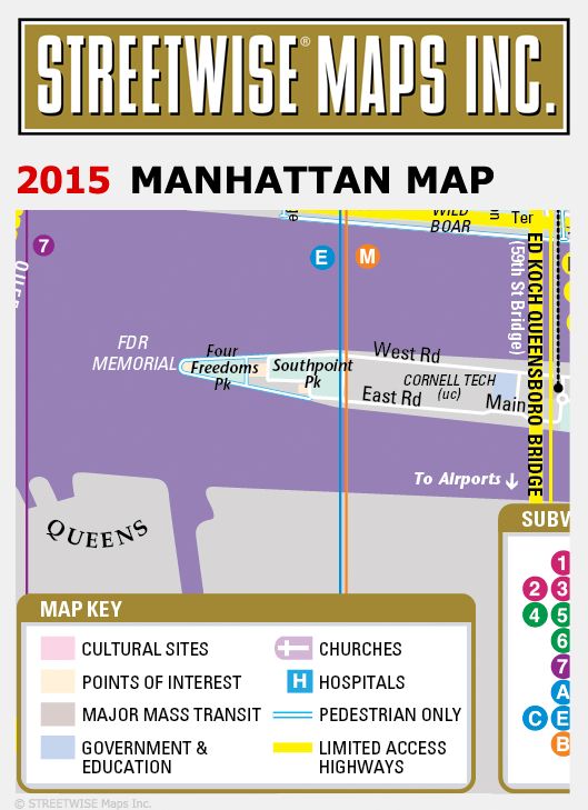 Streetwise Manhattan Map - Laminated City Street Map of Manhattan, New York - Folding Pocket Size Travel Map With Subway (2015)