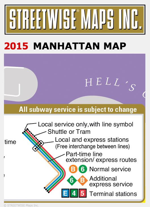 Streetwise Manhattan Map - Laminated City Street Map of Manhattan, New York - Folding Pocket Size Travel Map With Subway (2015)
