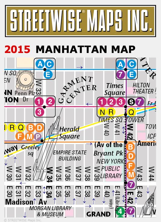 Streetwise Manhattan Map - Laminated City Street Map of Manhattan, New York - Folding Pocket Size Travel Map With Subway (2015)