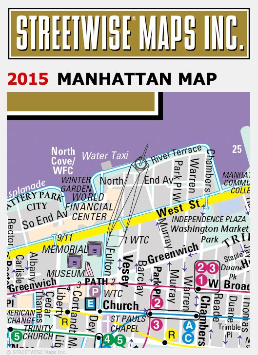 Streetwise Manhattan Map - Laminated City Street Map of Manhattan, New York - Folding Pocket Size Travel Map With Subway (2015)