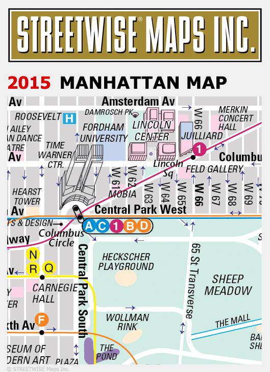 Streetwise Manhattan Map - Laminated City Street Map of Manhattan, New York - Folding Pocket Size Travel Map With Subway (2015)