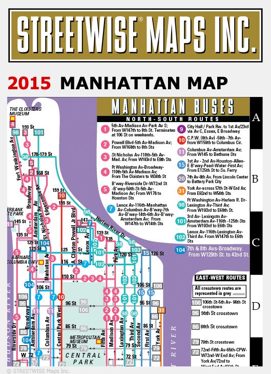 Streetwise Manhattan Map - Laminated City Street Map of Manhattan, New York - Folding Pocket Size Travel Map With Subway (2015)