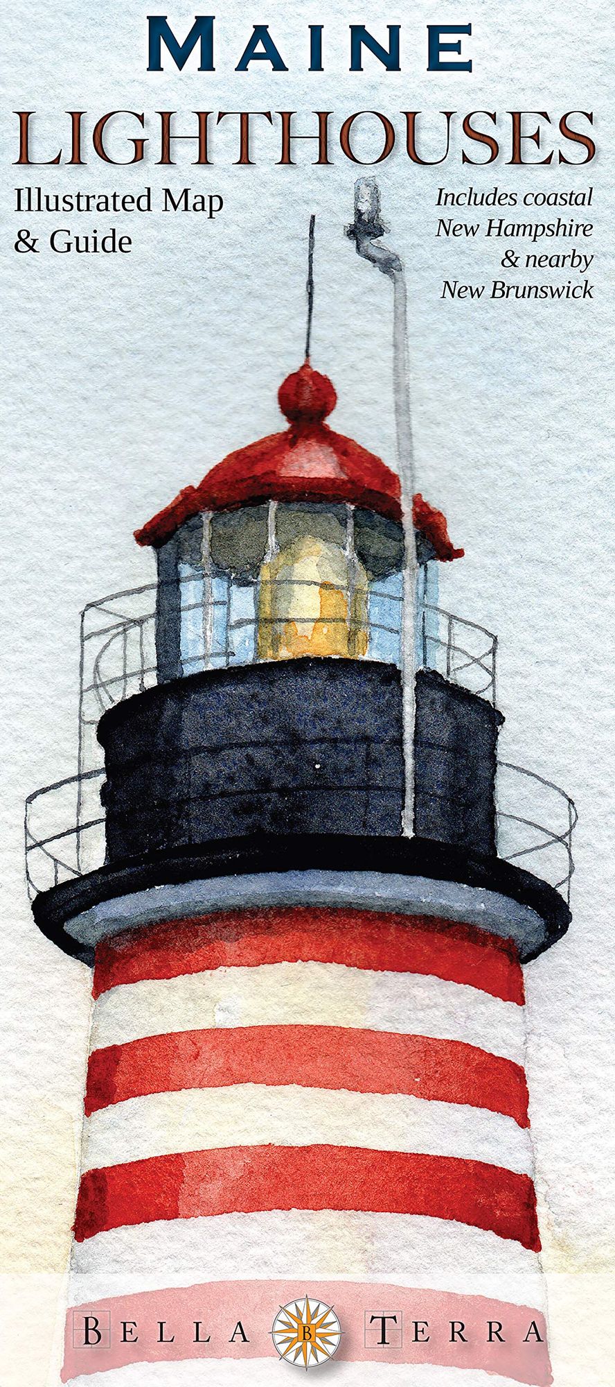 Maine Lighthouses Illustrated Map and Guide