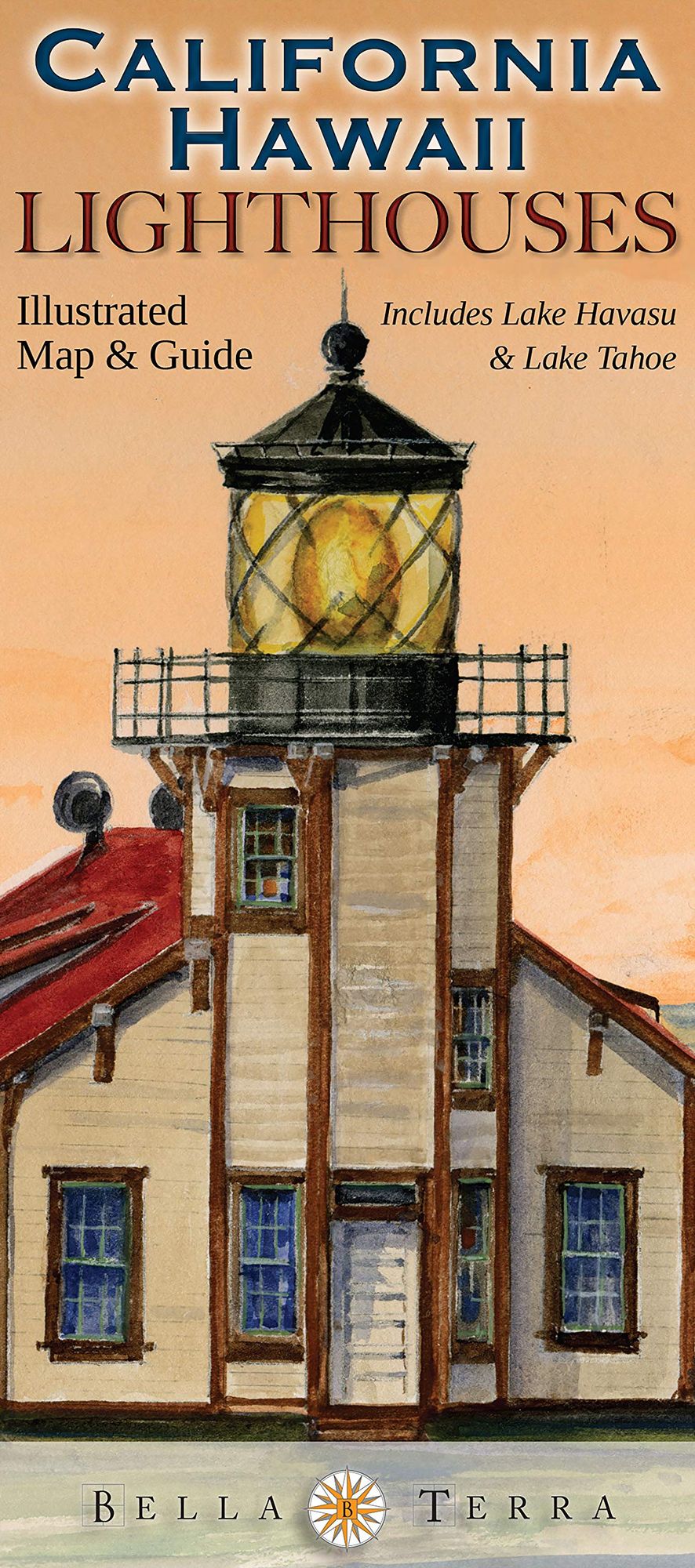 California and Hawaii Lighthouses Illustrated Map and Guide