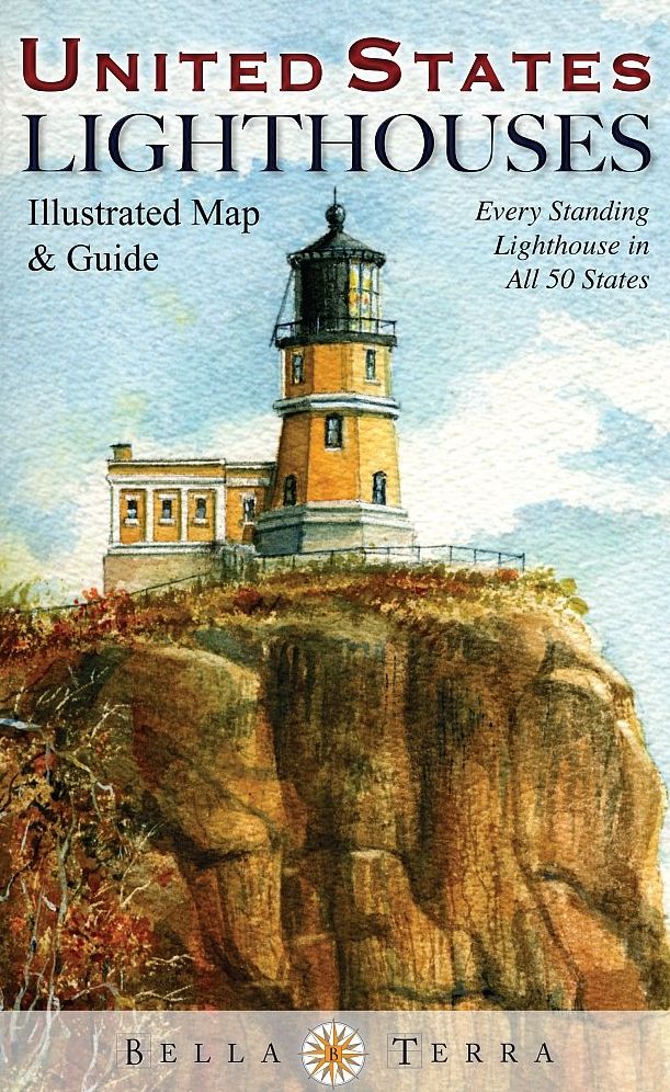 United States Lighthouses Illustrated Map and Guide