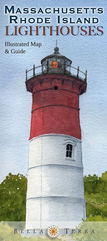 Massachusetts & Rhode Island Lighthouses Illustrated Map & Guide