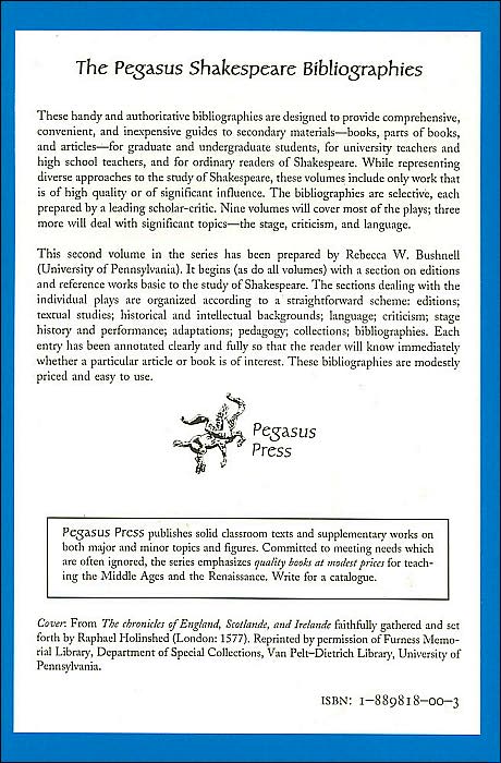 King Lear and MacBeth: An Annotated Bibliography of Shakespeare Studies, 1674-1995 (Pegasus Shakespeare Bibliographies Series)
