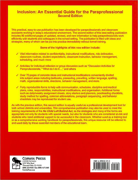 Inclusion: An Essential Guide for the Paraprofessional: A Practical Reference Tool For All Paraprofessionals Working in Inclusive Settings
