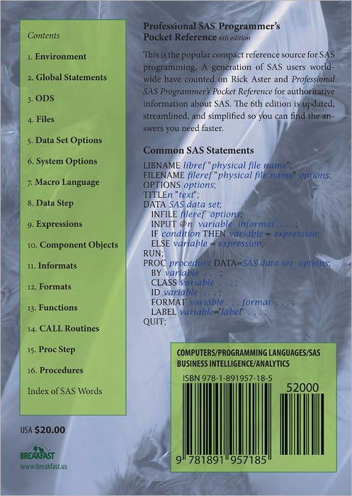 Professional SAS Programmer's Pocket Reference