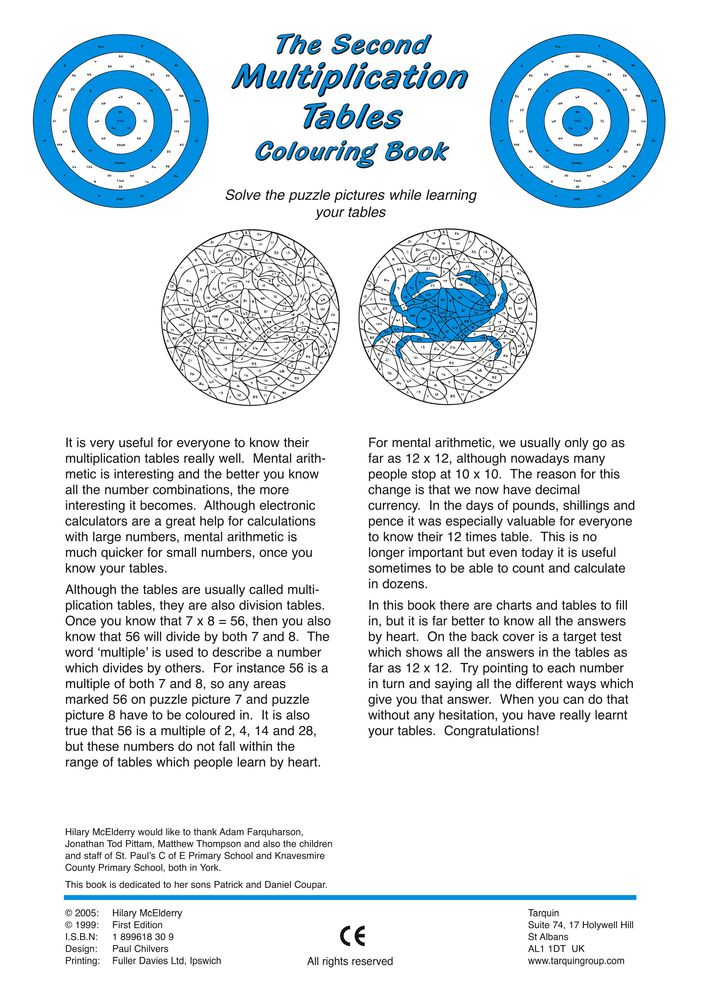 Second Multiplication Tables Colouring Book