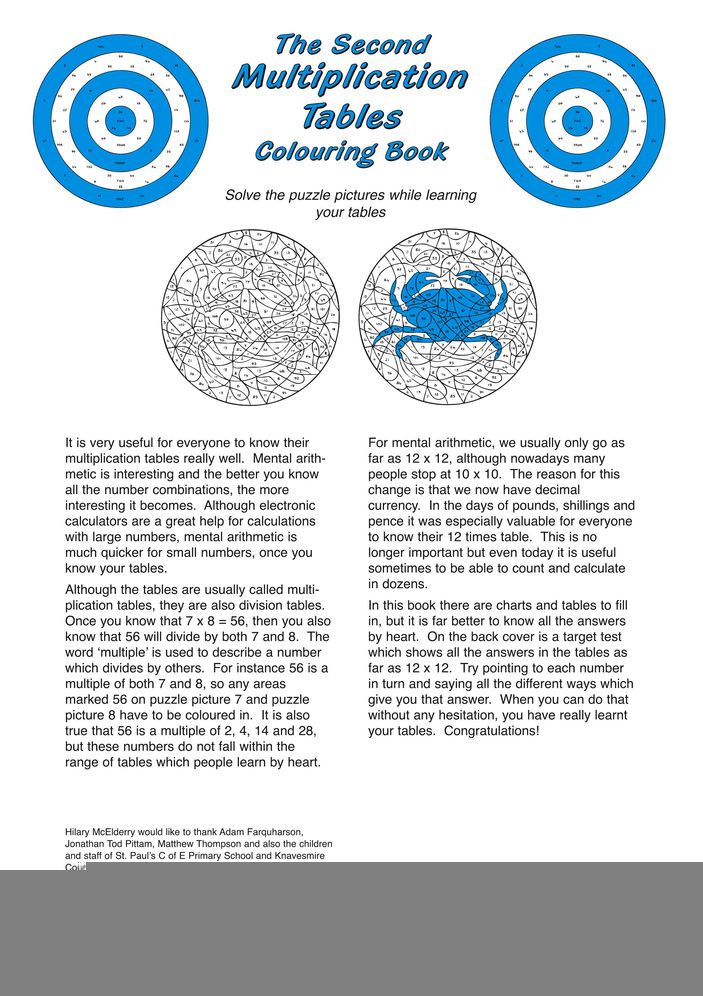 Second Multiplication Tables Colouring Book