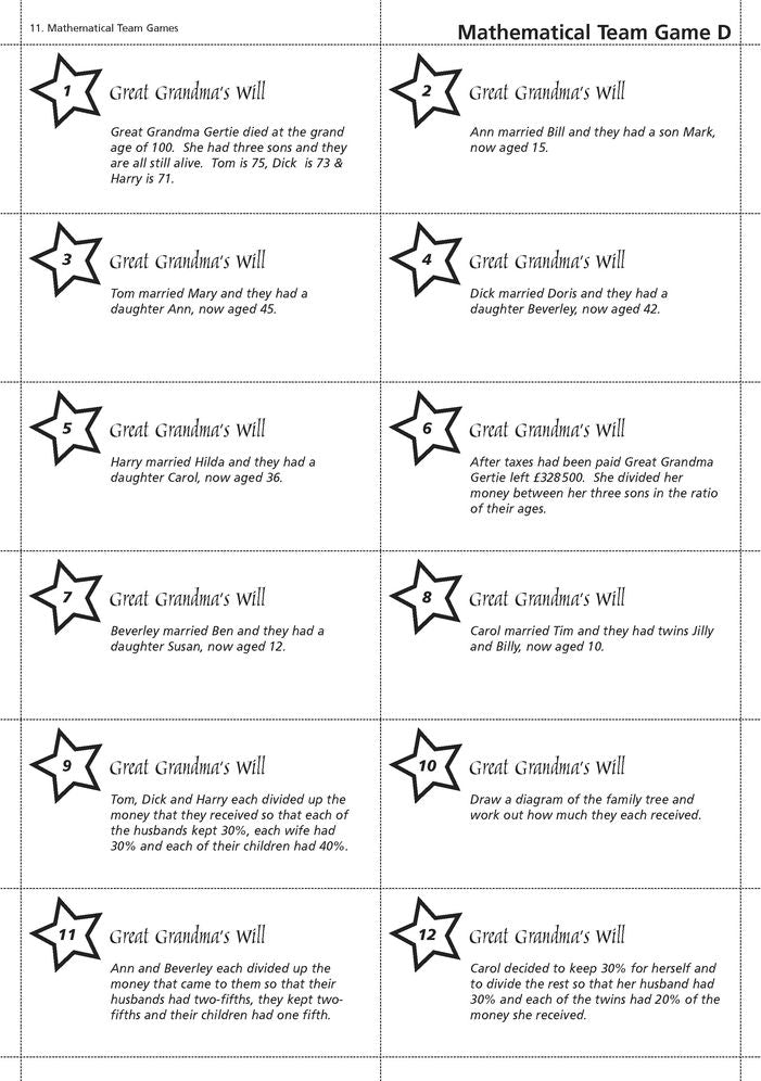 Mathematical Team Games: Enjoyable activities to enhance the curriculum