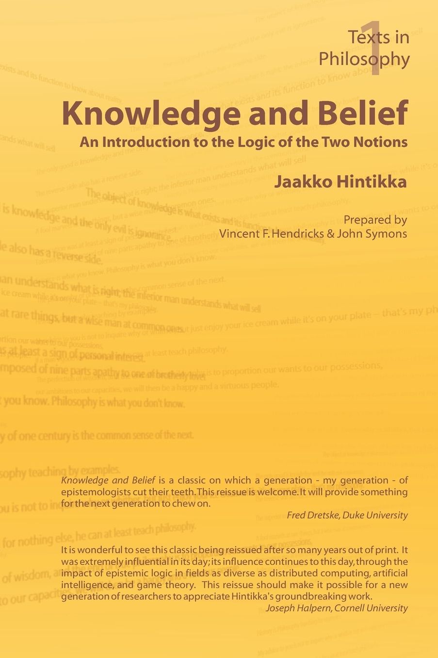 Knowledge And Belief - An Introduction To The Logic Of The Two Notions