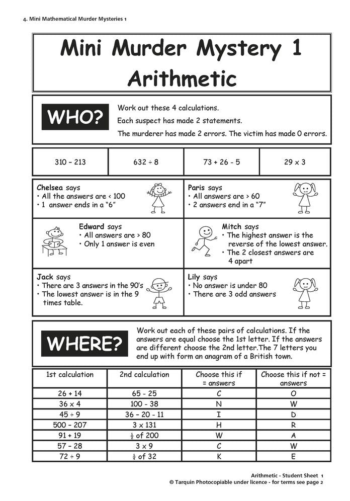 Mini Mathematical Murder Mysteries: Sixteen Activities to Stretch and Engage Ages 11-13