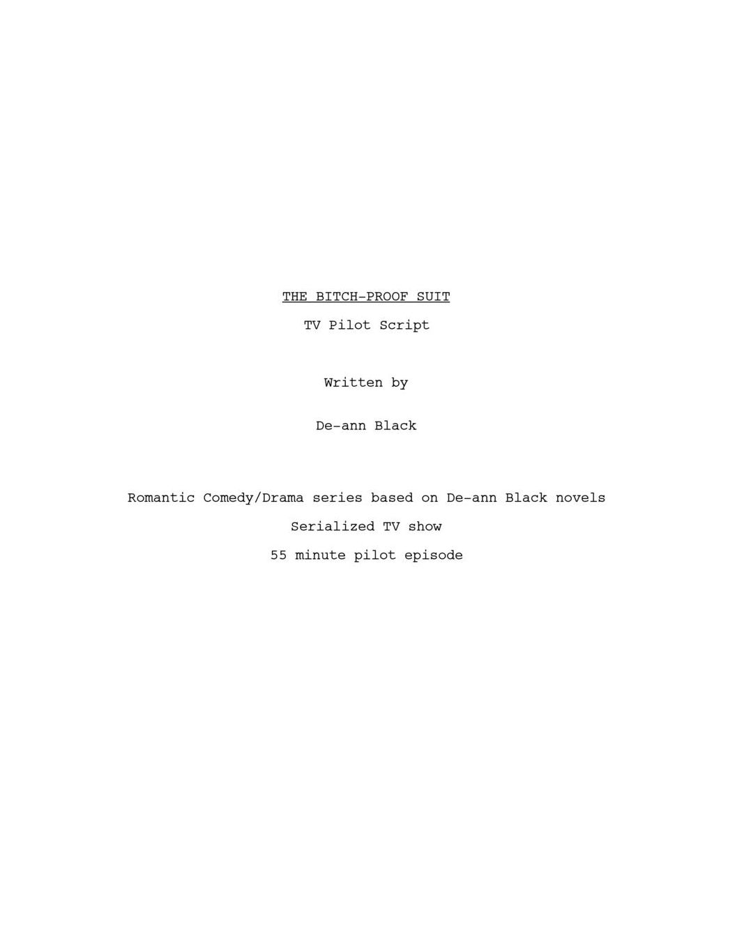 The Bitch-Proof Suit - TV Pilot Script