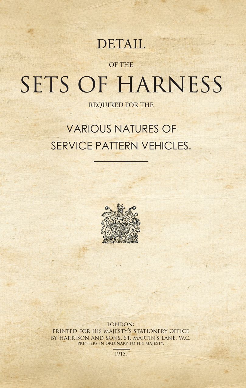 Details of the Sets of Harness Required for the Various Natures of Service Pattern Vehicles