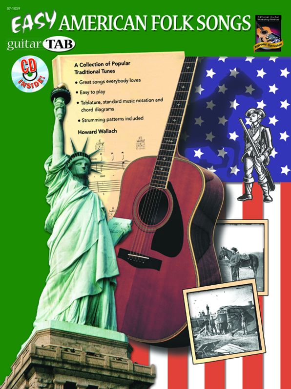 Guitar TAB: Easy American Folk Songs, Book & CD