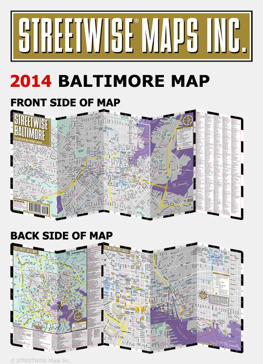 Streetwise Baltimore Map - Laminated City Center Street Map of Baltimore, Maryland - Folding Pocket Size Travel Map With Metro (2014)