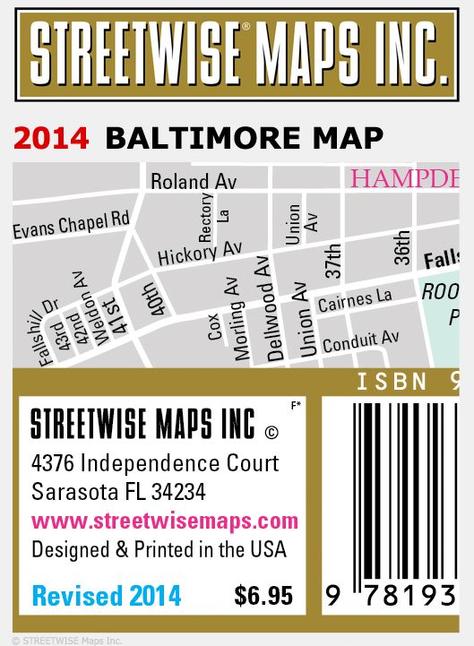 Streetwise Baltimore Map - Laminated City Center Street Map of Baltimore, Maryland - Folding Pocket Size Travel Map With Metro (2014)