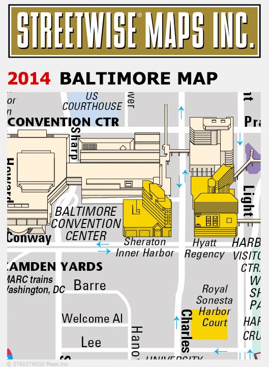 Streetwise Baltimore Map - Laminated City Center Street Map of Baltimore, Maryland - Folding Pocket Size Travel Map With Metro (2014)