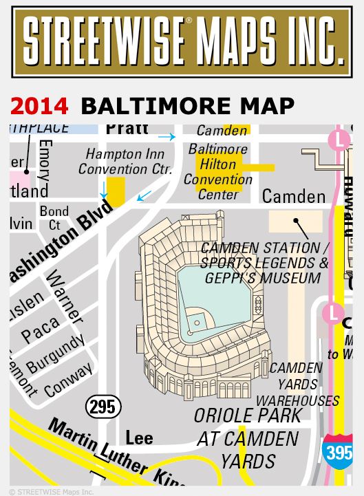 Streetwise Baltimore Map - Laminated City Center Street Map of Baltimore, Maryland - Folding Pocket Size Travel Map With Metro (2014)
