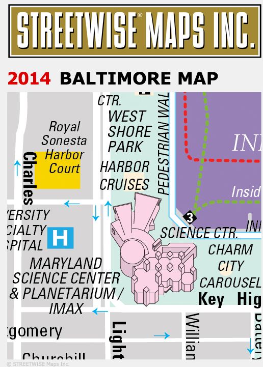 Streetwise Baltimore Map - Laminated City Center Street Map of Baltimore, Maryland - Folding Pocket Size Travel Map With Metro (2014)