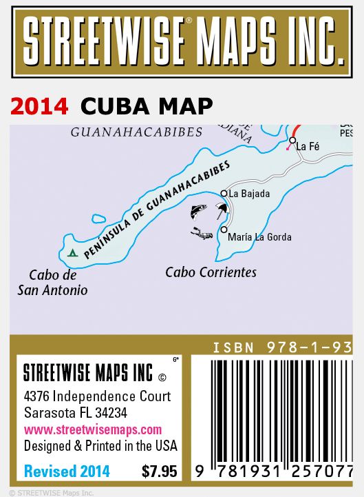 Streetwise Cuba Map - Laminated Country Road Map of Cuba - Folding Pocket Size Travel Map (2014)