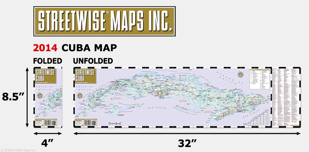 Streetwise Cuba Map - Laminated Country Road Map of Cuba - Folding Pocket Size Travel Map (2014)