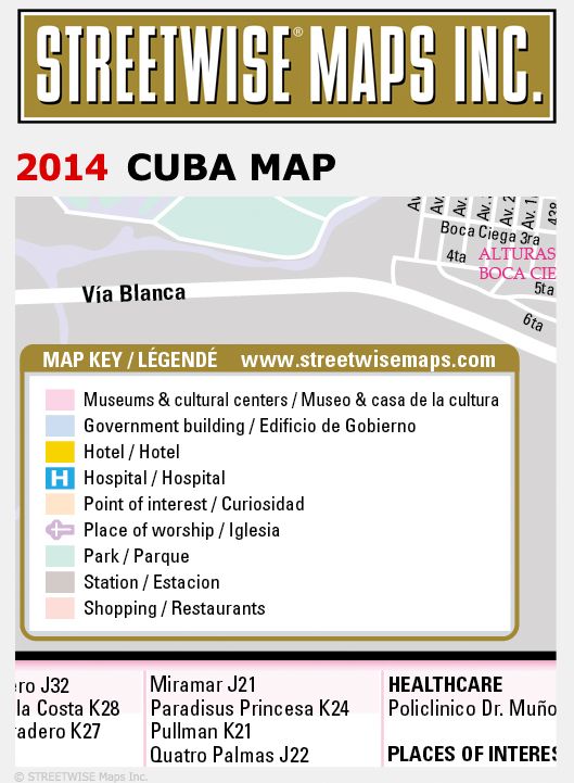 Streetwise Cuba Map - Laminated Country Road Map of Cuba - Folding Pocket Size Travel Map (2014)