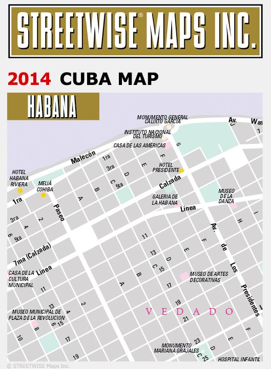Streetwise Cuba Map - Laminated Country Road Map of Cuba - Folding Pocket Size Travel Map (2014)