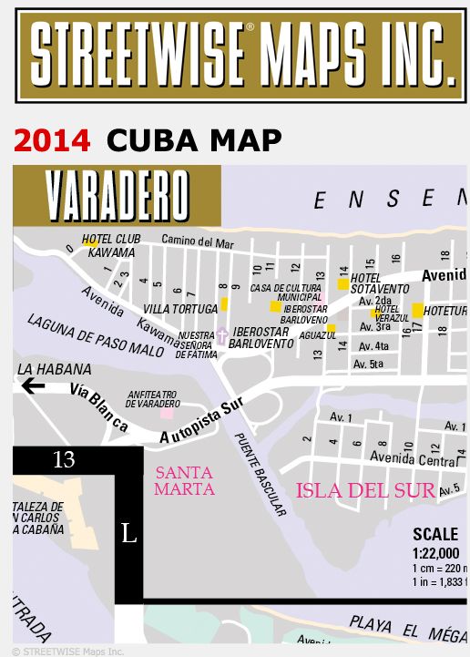 Streetwise Cuba Map - Laminated Country Road Map of Cuba - Folding Pocket Size Travel Map (2014)