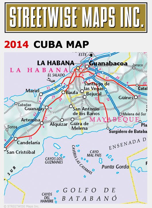 Streetwise Cuba Map - Laminated Country Road Map of Cuba - Folding Pocket Size Travel Map (2014)