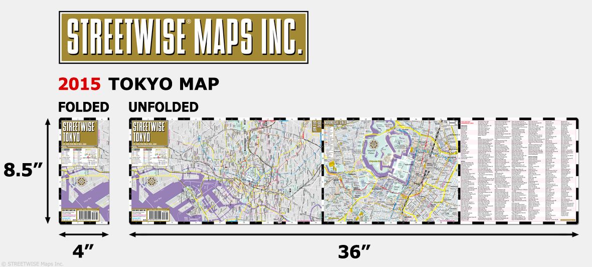 Streetwise Tokyo Map - Laminated City Center Street Map of Tokyo, Japan - Folding Pocket Size Travel Map With Metro (2015)