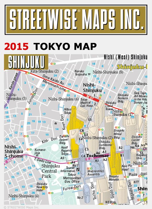 Streetwise Tokyo Map - Laminated City Center Street Map of Tokyo, Japan - Folding Pocket Size Travel Map With Metro (2015)