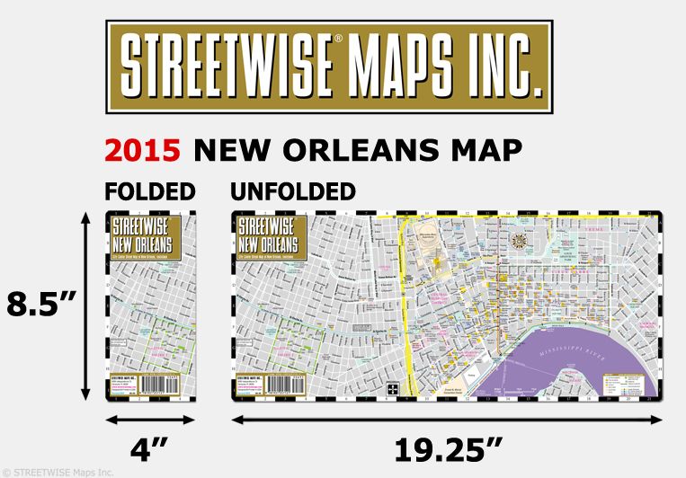 Streetwise New Orleans Map - Laminated City Center Street Map of New Orleans, Louisiana - Folding Pocket Size Travel Map (2015)