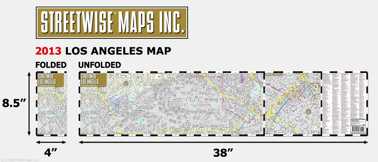 Streetwise Los Angeles Map - Laminated City Center Street Map of Los Angeles, California - Folding Pocket Size Travel Map With Metro (2014)