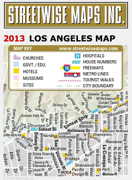 Streetwise Los Angeles Map - Laminated City Center Street Map of Los Angeles, California - Folding Pocket Size Travel Map With Metro (2014)