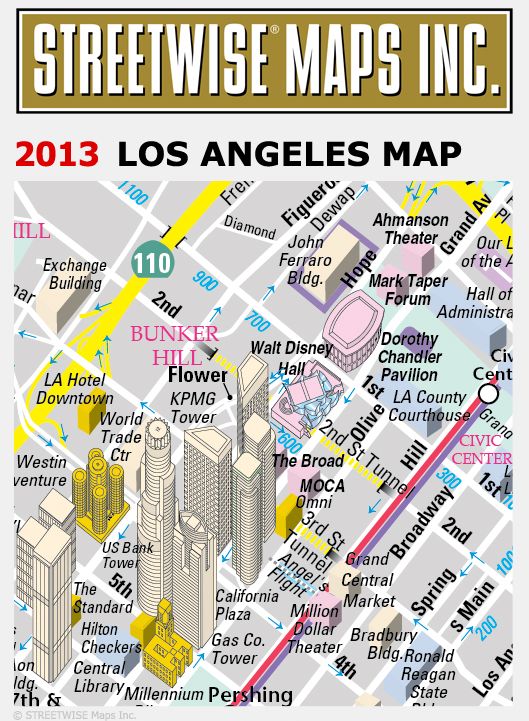 Streetwise Los Angeles Map - Laminated City Center Street Map of Los Angeles, California - Folding Pocket Size Travel Map With Metro (2014)
